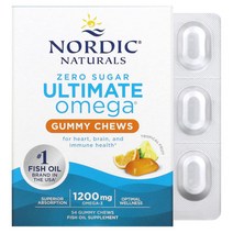 노르딕네츄럴스 얼티밋 오메가 트로피컬 과일 600mg 구미젤리 츄 54개, 2병
