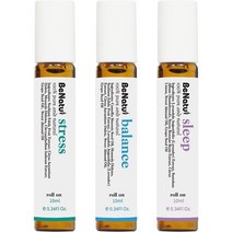 Benatu 천연 에센셜 오일 3종 세트 롤온형 10ml (스트레스 밸런스 슬립) For Skin Care Hair Care Aromatherapy