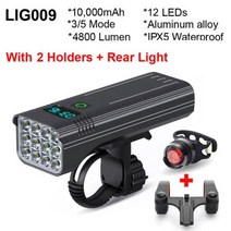 NEWBOLER 자전거 빛 3600 루멘 USB 충전식 알루미늄 MTB Set 5200mAh 와 보조베터리 헤드 라이트 액세서리, LIG009 Set, CHINA