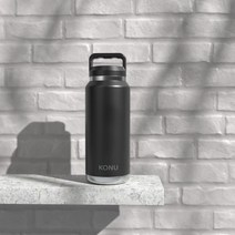 코누 손잡이 보냉 보온 물병 물통 대용량 580ml 1L 2L 대형 휴대용 예쁜 스텐 등산 대자 병 컵, 블랙 1L