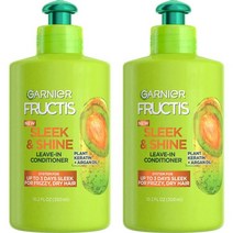 Garnier Fructis Sleek and Shine 인텐스리 스무스 리브인 컨디셔닝 크림 10.2온스(2팩), 5.1 Fl Oz(2개들이 팩)