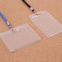 socean 단체 비닐 이름표 목걸이-줄달린 ID 포켓 가로 세로 넥 스트랩 케이스 직원 명찰 주머니 줄 사원 카드 끈 empl