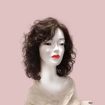 텔리위그 굵은단발웨이브 통가발 100%인모 여성가발, 1개, 검정