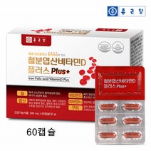 종근당 철분 엽산 비타민D 헴철 햄철 비타민D3 철 비타민B 5중 복합기능성제품, 60캡슐