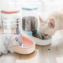 강아지 고양이 자동 급식기 애견 반려견 배식기 사료 공급기 급여기 반자동, 핑크, 급수기