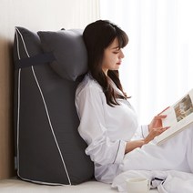 네모라인 롱삼각플러스 대형 등받이쿠션(솜포함) 높이75cm 등쿠션/ 사은품 사각쿠션, 대형(침대용), 다크그레이