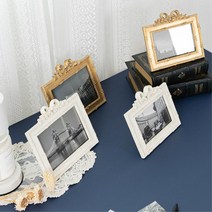 유럽풍 리본포인트 빈티지 여행사진액자 네컷사진액자 초음파액자, 골드 7X5