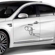 귀여운 톰과제리캐릭터 차량용 포인트 스티커 차튜닝 부담없는가격, 좌소형-화이트