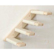 고양이 벽타기 놀이터 원목 벽걸이 하우스 고양이 계단 사다리 DIY 원목 벽걸이 캣타워 벽선반 해먹, 4단 커버형 왼쪽 섹션 40x22cm