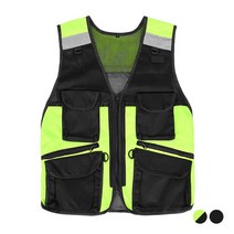 4포켓 라이더 조끼 / 네오디움 자석 설치가능 / 반사 리플렉터 / 오토바이 조끼 / 배달 대행 택배 / 작업 안전 자석 포켓, 네온, L(자석설치)