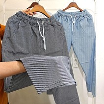 희상장 남여공용 벤 9부 스판밴딩 스트라이프 와이드팬츠