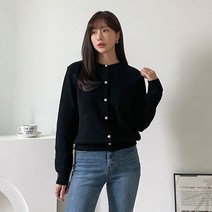 러블리감성 / 보영 라쿤 진주 라운드 가디건