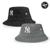 브랜드없음 47브랜드 뉴욕양키스 MLB 남녀공용 버킷햇 벙거지 모자 2종택일, 1)B-BKT17GWF-BKF:M/L