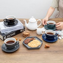 도기야 국산 도자기 에떼 커피잔 세트 250ml (그레이/그린/네이비/블랙 4종 택1), 블랙
