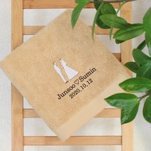 어메니티타올 결혼 답례품 웨딩 수건 30수 170g, 라이트브라운, 1개