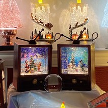 크리스마스 소품 레트로 빈티지 아날로그 TV 오르골 LED 무드등 오토 워터볼