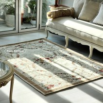 고급 앤틱풍 베이지 앤틱플라워가든 대형 사각 카페트 빈티지풍 수입 식탁 밑 앤틱카페트