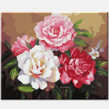 (물감 3배) 모모픽스페인팅 초대형 액자 WK03 모란꽃 네 송이(대형) 75x60cm DIY명화그리기
