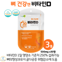 care엔 비타민D 비타민디 뼈 건강 해조칼슘 블랙베리 스트로베리 라스베리 크렌베리 농축액 혼합 과일 야채 농축 분말 500mg x 30정, 3통