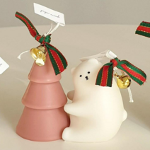 크리스마스 곰트리 캔들 인테리어 오브제 소품 선물 성탄절 양초 향초, 곰+트리(로즈)