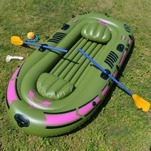 고무보트 2-3인 풍선노 젓는 베어링 250kg 내구성 pvc 낚시세트 230x137cm 패들 펌프시트 쿠션 키트 포함, 초록