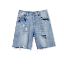 오너클랜 예쁜 연청 남성 데님 찢어진 청 반바지 일자 와이드