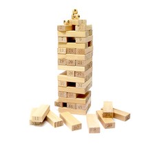 로즈캠프 나무 블럭 쌓기 게임 원목 보드 도미노 단체 가족 커플, 나무블럭(보급형)+보관주머니