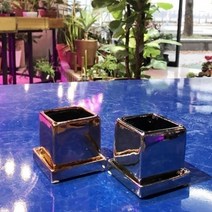 6x6cm 모던 도기화분 사각, 골드