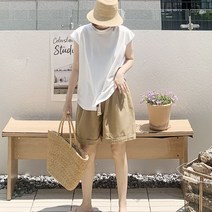 애플망고샵 여름 여성 기본 라운드 헬로나시 민소매 티셔츠