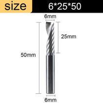 1 플루트 나선형 밀링 커터 텅스텐 카바이드 조각 라우터 비트 아크릴 목재 MDF 3.175 4 6 8mm 샹크 엔드밀 CNC 공구, 25 6x25x50, 03 10pcs