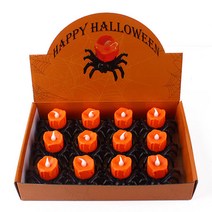 J] 2000 할로윈 거미 LED 양초 / 거미 티라이트 할로윈 소품 장식용품 인테리어 라이트캔들 미니초, 12개 1세트