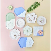 테라조 석고 트레이 프레임 레진 투명 실리콘 몰드 9종 모음 캔들 석고방향제 DIY 핸드메이드 재료, 옵션9)긴 육각