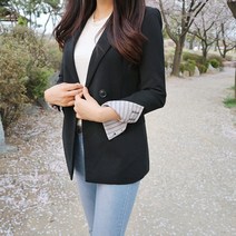 여성 기본자켓 스트라이프 면접복장 아우터 정장룩