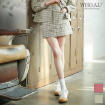 [후아유] WHO.A.U 여성 린넨 체크 스커트_WHWH92437F