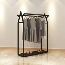 하우스 행거 의류매장 매장용 철재 선반 중앙 디자인, 블랙