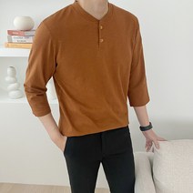 애드매이브 남자 슬라브 헨리넥 7부티셔츠 3color 긴팔 티셔츠(빅사이즈 추가)