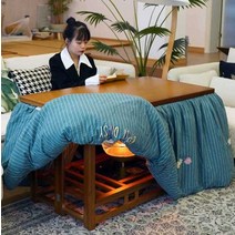 코타츠테이블 거실 원목 다다미 커버 의자, 1.2미터두께강화소나무바니시모델+(플란넬퀼트)