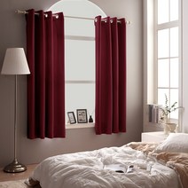 아일렛형 하비드 암막커튼 작은창 (135x170cm) 버건디 2장 SET (커튼끈포함)