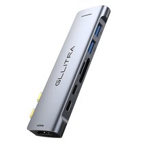 USB C 허브 GLLITRA 맥북 프로 USB 어댑터 7 in 2 USB C 동글 멀티포트 어댑터 맥북 프로에어 등(썬더볼트 3 SDTF 4K HDMI 2 USB 3.0 및 US