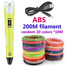3d펜 스팀 매직 프린터펜 인쇄 DIY 드로잉 LCD 디스플레이 10 색 50 미터 PLA 필 라 멘 트 스마스 생일 선물 위한, 33.Purple 200M ABS