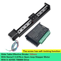 T형 CNC 슬라이딩 테이블 레일 선형 스테이지 이송 가이드 플랫폼 스텝퍼 모터 드라이브 키트 미니 슬라이드 테이블 XYZ 축 테이블, 4mm 피치, 150mm 및 드라이브