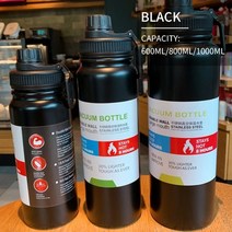 수입 온도 보온병 텀블러 죽통 마호병 업소용 에코베슬 진공 오래가는 스틸 열 병 야외 스포츠 주전자 대용량 크리 에이 티브 휴대용 공간 컵 절연 물병, 검은색, 600ml