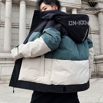 3단 배색 후드 탈부착 패딩 점퍼 남자 남성 겨울 WI040P