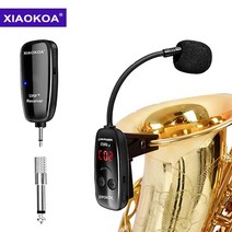블루투스마이크 노래방마이크 방송용마이크 무선마이크 XIAOKOA UHF 무선 색소폰 마이크 시스템 클립 악기, 01 black