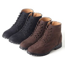 남성 겨울 7cm 키높이 스웨이드 지퍼 브라운 워커