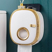 미다스굿즈 무타공 화장실휴지걸이 욕실 방수 휴지케이스, 화이트 골드