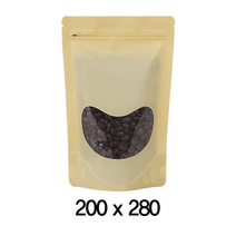 팩플러스 미소인쇄형크라프트스탠드(지퍼형) 200x280 100매 / 투명창지퍼백 / 지퍼스탠딩 / 포장스탠드