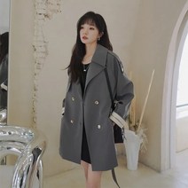 YAPOGI 디자인 감각 트렌치코트 여춘추 2023 올해 유행 작은 키 루즈핏 하프 코트