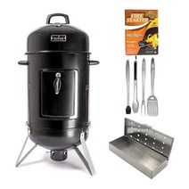 HUMOS 콤보 야외 수직 숯 스모커 3 매우 두꺼운 프리미엄 BBQ 도구 세트 x 4개 목재 파이어 스타터 48개의 사각형 그릴 및 상단 고기 훈연기 상자 바베큐 그릴