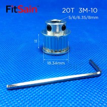 내구성 좋은 FitSain-3M 20T:40T 1:2 풀리 동기 휠 감속 타이밍 벨트 대역폭 10 구멍 5/6/6.35/8, 08 8mm-20T-10mm-40T_01 10mm